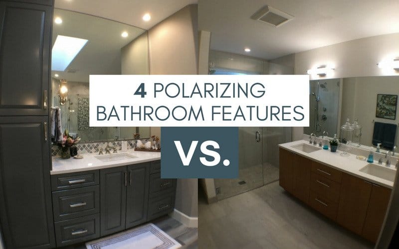 Blog title showcasing two different bathroom styles